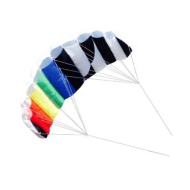 Imagem de UGPLM Dunha dupla Faculdade de pipas de 1,4m macia com linhas Rainbow Parafoil Kite para Park Beach Beach Outdoor Kitesurfing Training