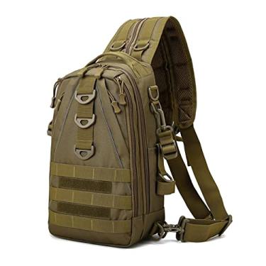 Imagem de Mochila tática para homens multifuncional cintura bolsa de peito bolsa de viagem esportiva mochila para homens(Brown)