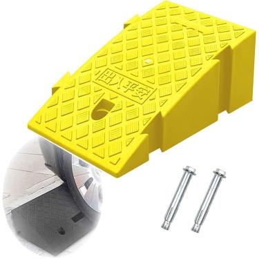 Imagem de Rampa para cadeira de rodas e scooter de mobilidade, rampa de calçada para altura de subida de 19 cm, rampa de limite de plástico resistente - 7,5 de altura, amarelo, H: 19 cm/7,5"