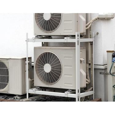 Imagem de Suporte de montagem de solo de camada dupla para mini unidade de ar condicionado split de 9000 BTU-45000 BTU, suporte de montagem de piso CA antivibração para tamanhos ajustáveis ​​de unidad