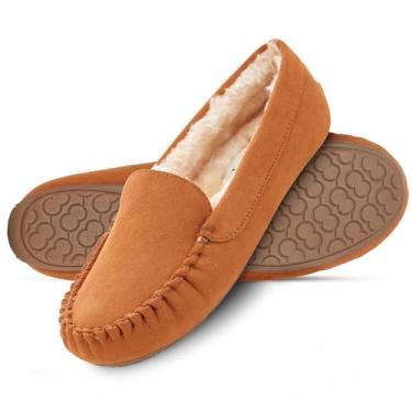 Imagem de Pantufa feminina Floopi para uso interno/externo, básica, de espuma viscoelástica, com gola de pele sintética, 323-chestnut, 8