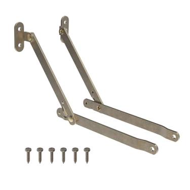 Imagem de Suporte de tampa banhado a latão antigo resistente - um par - dobradiças de suporte de tampa para recepção, porta-malas, baú - SH2-SAB