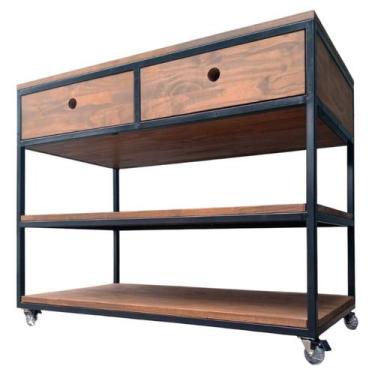 Imagem de Aparador Buffet de Madeira e Ferro com 2 Gavetas e 2 Prateleiras Decor