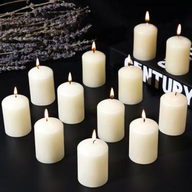 Imagem de GINITIRI Velas votivas de cera de abelha branca, pacote com 12, velas de cera de abelha 100% pura, sem cheiro, queima lenta 11-12 horas, vela de cera de abelha natural para casa, igreja, oração