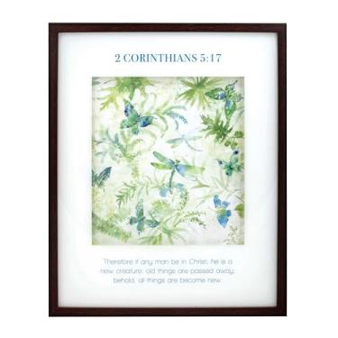 Imagem de Elanze Designs 2 Corinthians 5:17 All Things Become New 53 x 43 cm Placa decorativa de madeira e vidro azul e verde
