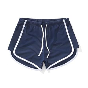 Imagem de AIMPACT Short masculino de malha 7,6 cm para corrida academia atlética musculação booty short vintage justo, Azul marino, GG