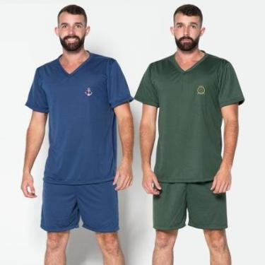Imagem de Kit 2 Pijama Vekyo Gola V Liso Masculino-Masculino