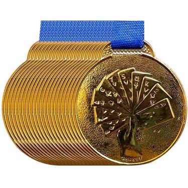 Imagem de 60 Medalhas 3,5cm Premiação Baralho Poker Kit Lote Conjunto ouro