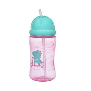 Imagem de Garrafinha com canudo 340ML buba dino patinete rosa