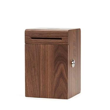 Imagem de HYMCX Caixa de dinheiro para presente, cofrinho de madeira para uso doméstico, com cadeado para crianças e adultos, pode armazenar notas e moedas, armazenamento de porta dupla, sem necessidade de