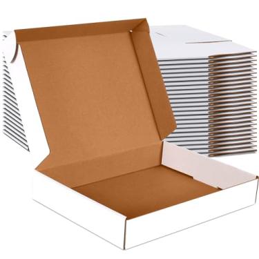 Imagem de JOWLOT Conjunto de 25 Caixas de Remessa Pequenas de 13 X 10 X 2", Caixa de Papelão Ondulado Branca, Caixa de Correspondência para Correspondência, Embalagem, Mudança e Armazenamento