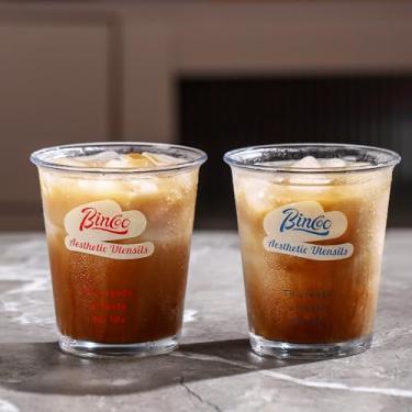 Imagem de Bincoo Conjunto de 2 copos de café gelado, copos de café de vidro, conjunto de copos para café, cerveja, coquetel, leite, suco, latte (300 ml)