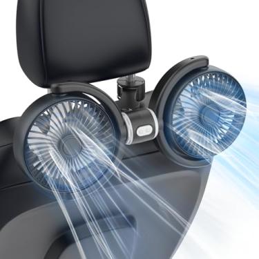 Imagem de Hayousui Ventilador De Carro Alimentado Por Usb Para Bebê: Ventiladores De Resfriamento De Carro Duplos Para Banco Traseiro, Motor Sem Escovas Silencioso De 3 Velocidades Com Controle Separado, Rota