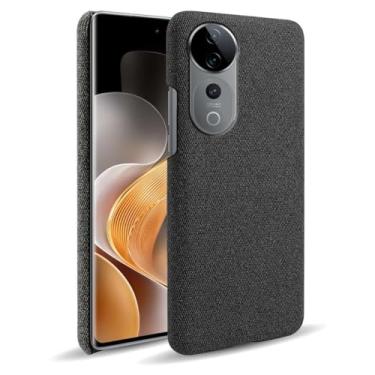 Imagem de Capa para vivo S19 PRO 5G,Capa desenhada em lona,Case Protetora Ultrafina com Empunhadura Macia,Design em Tecido Antichoque e Antiarranhões-Black