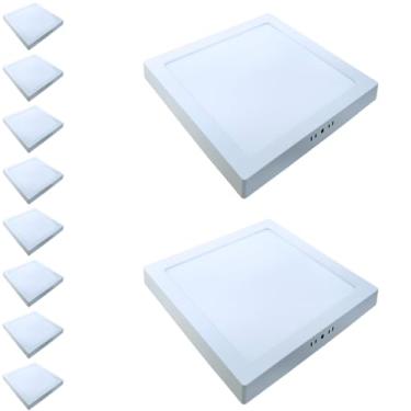 Imagem de Kit 50x Painel Plafon Sobrepor Alumínio Quadrado LED 18W 20x20 Bivolt Branco Quente