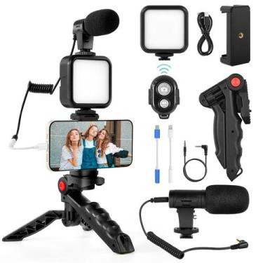 Imagem de Kit de vlog Kalofaye para iPhone, Android com tripé, luz LED