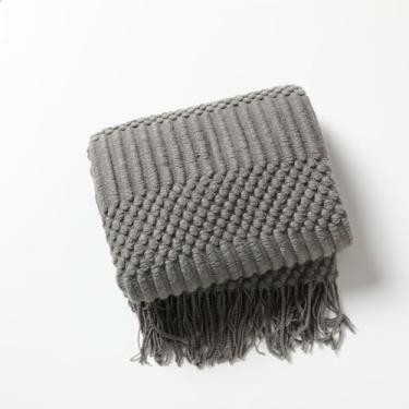 Imagem de Cobertor decorativo, tecido macio e aconchegante para presente para sofá ou cama para decoração/design de casa, 125 x 240 cm L, 125 x 177 cm (cinza escuro, 125 x 240 cm)