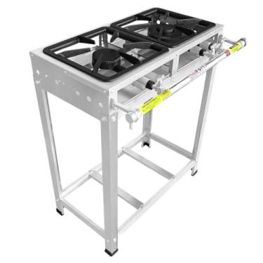 Imagem de Fogão Industrial 2 Bocas, Baixa Pressão, Inox, Queimadores Duplos, Duas Chamas