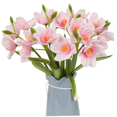 Imagem de Narcisos artificiais, 2 peças de flores artificiais de narcisos de simulação de 40,6 cm, feixes de flores falsas de poliuretano com haste de plástico para mesa de centro de mesa e decoração de casa