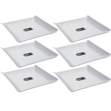 Imagem de Kit 6 Pratos 16cm Quadrados Coza Cosy Servir Frutas Sorvete Frios Pequenos Casual