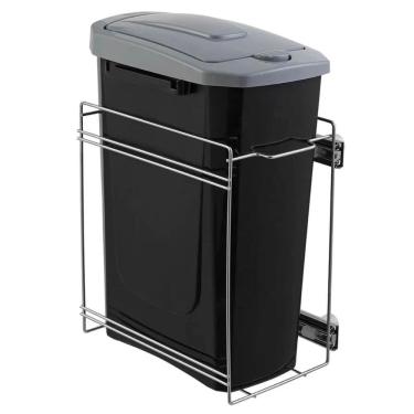 Imagem de Lixeira Deslizante Simples Inox 304L 15L de Embutir Masutti Copat com Corrediças Telescópicas