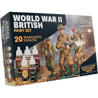 Imagem de The Army Painter, Histórico: Conjunto de tintas britânicas da Segunda Guerra Mundial, 20 x 18 ml Warpaintts Fanatic: 14 acrílico, 4 lavagens, 1 efeito e 1 metálico - tinta em miniatura para as forças
