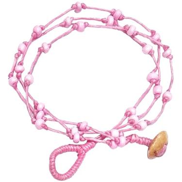 Imagem de Bijoux De Ja Pulseira feita à mão com contas de vidro rosa doce tripla 10 polegadas (AkSP02)