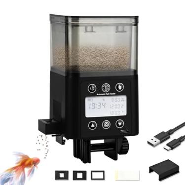 Imagem de Podazz Alimentador automático de peixes para aquário com temporizador, visor LCD, dispensador de peixe ajustável de grande capacidade de 320 ml, alimentadores operados para peixes dourados, tartaruga