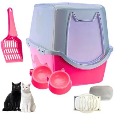 Imagem de Caixa Areia Fechada Banheiro Toalete Sanitário Gato Antiodor (Rosa)