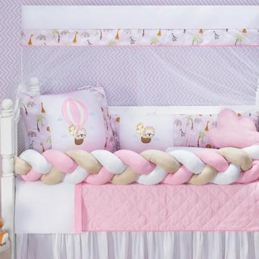 Imagem de Kit Berço Safari Menino 11 Peças Estampado de bichinhos + Naninha - JM