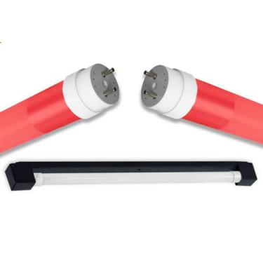 Imagem de Kit Calha Sobrepor Tubular Led 1,2m Preto Lâmpada Colorida 20w Ilumina