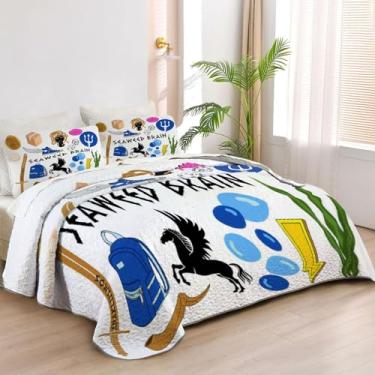 Imagem de Allenjoy Colchas King Size Demigod Adventures Jogo de cama de heróis gregos, tecido lavável com 2 fronhas SC00022-007