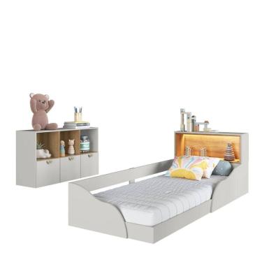Imagem de Quarto Infantil Completo Cômoda e Cama Montessoriana Lille CJ082 Branco - Art In Móveis