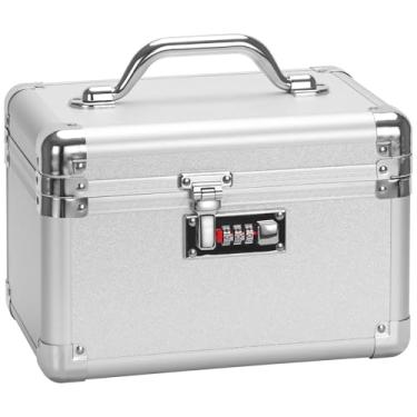 Imagem de GODLONSEN Caixa com cadeado grande da SAFE – Estojo de armazenamento de segurança com trava de 26 x 17 cm com trava de combinação, caixa de medicamentos com trava para itens pessoais, passaportes e