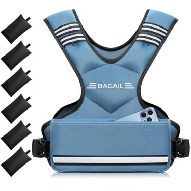 Imagem de BAGAIL Colete com peso ajustável, 1,8 a 4,5 kg/5,4 a 8,2 kg/9 a 14,5 kg, colete para homens e mulheres com 6 pesos e bolso grande, colete de peso para exercícios em casa, corrida, caminhada e