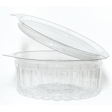 Imagem de Embalagem 50 Potes PláSticos Redondos de 250ml Com Tampa Articulada