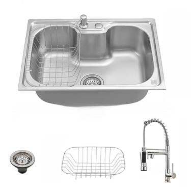 Imagem de Kit Cuba Gourmet Cozinha Aço Inox 60x42cm E Torneira Gourmet(Equipado com torneira 50CM)
