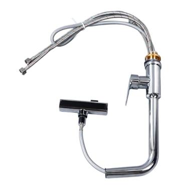 Imagem de Torneira de Cozinha Com Pulverizador de Tração, Torneira de Pia de Cozinha Em Aço Inoxidável Com Alça única para Banheiro, Rotação de 360 ​​graus, Aparência Simples e Moderna