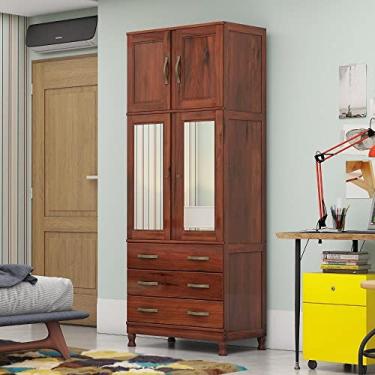 Imagem de Guarda Roupa Solteiro com Espelho e Pés 4 Portas 3 Gavetas Paris Lanes Móveis