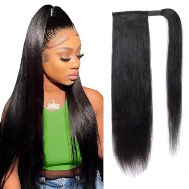 Imagem de Shoobidoo Extensão De Cabelo Humano Com Rabo Cavalo Enrolado, Liso Pasta Mágica Para Mulheres Negras, Cor Natural, 24"