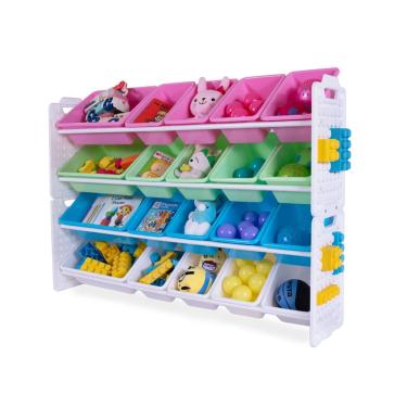 Imagem de Organizador de brinquedos UniPlay com 20 caixas de armazenamento removíveis rosa