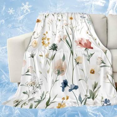 Imagem de Cobertores florais refrescantes para quem dorme quente, primavera, verão, flores amarelas, rosa, cobertor de gelo leve, 101,6 x 152,4 cm, cobertores frios de verão para suores noturnos
