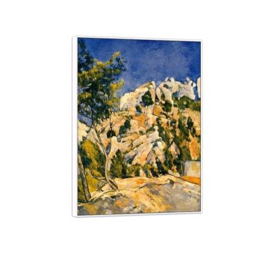 Imagem de MUHJDYC Paul Cézanne Gravuras famosas - pintura de parede em tela - quadros de arte com moldura branca para decoração de sala de estar quarto (parte inferior da ravina) 60 x 85 cm - 23 x 33 pol