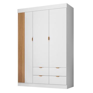 Imagem de Guarda Roupa Infantil Ayla 3 Portas E 4 Gavetas Branco Acetinado - Phoenix Baby Branco Acetinado