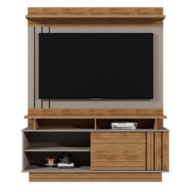 Imagem de Estante Home Goiás 150cm Grigio Fosco-amêndoa Para Tv Até 55? - Mobler Grigio Fosco-amêndoa