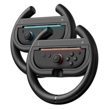 Imagem de EasySMX Steering Wheels for Switch 2&1 Console JoyCons, 2 Pack Racing Wheels for Mario Kart 9/8 Deluxe, Switch 2 Steering Wheel for Joy-con 2,Joycon Remote Controller Race Accessories [2X Black]