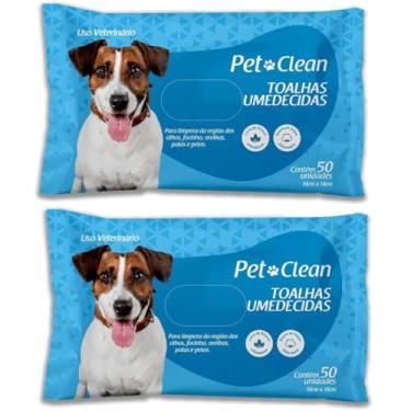 Imagem de Kit 2 Toalhas Lenços Umedecidos Para Pet Cães e Gatos - Total de 100 Unidades