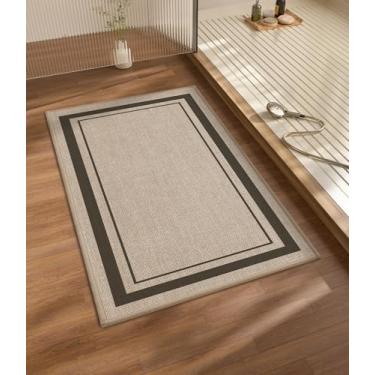 Imagem de chakme Tapete de banheiro 81 x 43 cm, tapete de banho ultrafino antiderrapante de secagem rápida para piso de banheiro, (bege claro, 81 x 43 cm)