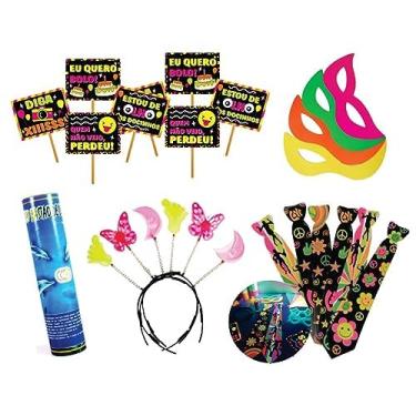 Imagem de Kit 140 Adereços Festa Neon Balada Brilha Na Luz Negra (KIT)