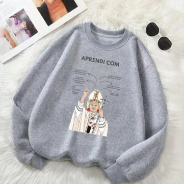 Imagem de Moletom Unissex GOLA CARECA Estamp São João Paulo Segundo Look Cristão